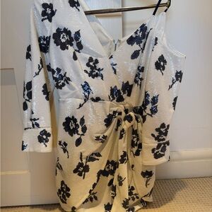 Self-Portrait White Sequin One-Shoulder Dress